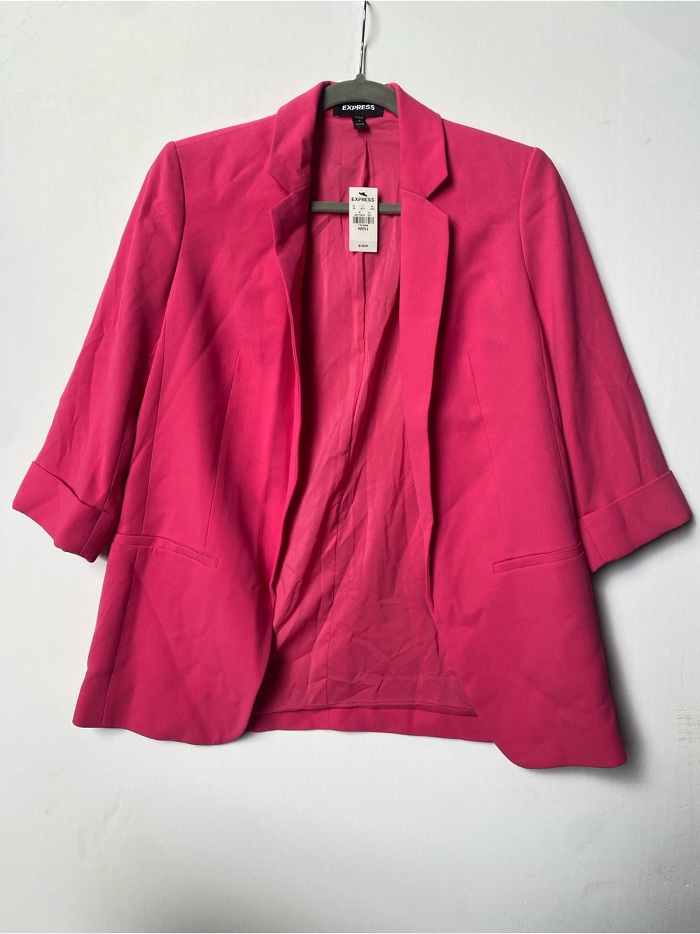 Express Women's Vibrant Pink Open-Front Blazer NWT (SP)